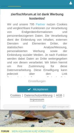 Vorschau der mobilen Webseite www.zierfischforum.at, Zierfischforum