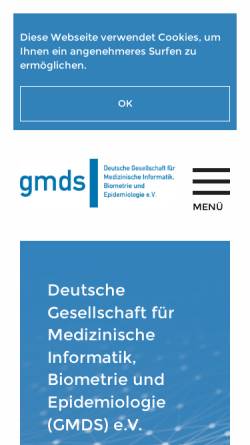 Vorschau der mobilen Webseite www.gmds.de, Gesellschaft für Medizinische Informatik, Biometrie und Epidemiologie (GMDS)