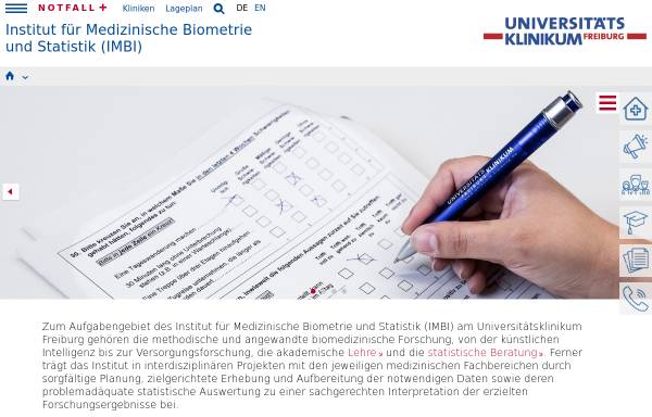 Vorschau von www.imbi.uni-freiburg.de, Institut für Medizinische Biometrie und Medizinische Informatik, Universität Freiburg