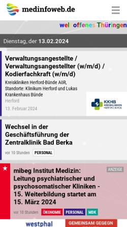 Vorschau der mobilen Webseite medinfoweb.de, Medizinische Informatik im Internet