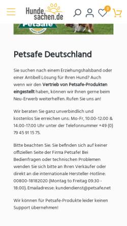 Vorschau der mobilen Webseite www.petsafe-deutschland.de, PetSafe