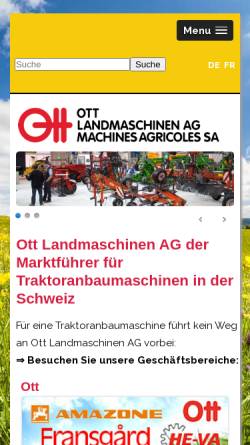 Vorschau der mobilen Webseite www.ott-landmaschinen.ch, OTT Landmaschinen AG