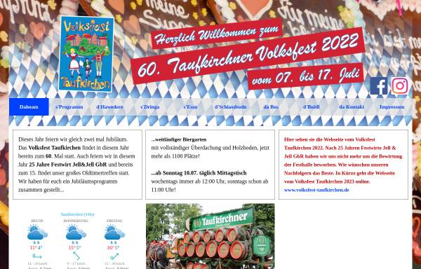 Vorschau von www.volksfest-taufkirchen.com, Volksfest
