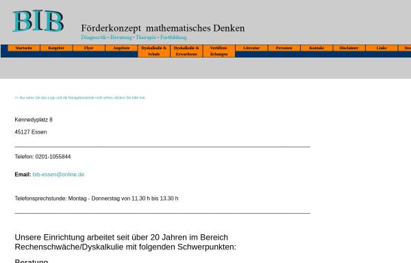 Vorschau von www.rechenschwaechetherapie-essen.de, BIB – Förderkonzept mathematisches Denken Essen