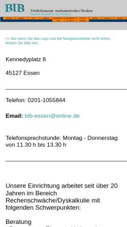 Vorschau der mobilen Webseite www.rechenschwaechetherapie-essen.de, BIB – Förderkonzept mathematisches Denken Essen