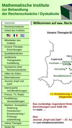 Vorschau der mobilen Webseite www.rechenschwaeche.de, Mathematisches Institut zur Behandlung der Rechenschwäche in München und Umgebung