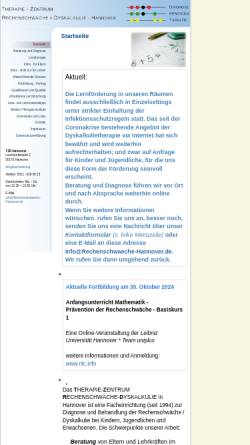 Vorschau der mobilen Webseite www.rechenschwaeche-hannover.de, Therapie-Zentrum Rechenschwäche-Dyskalkulie Hannover