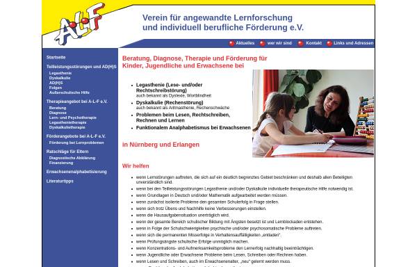 Vorschau von www.alf-ev.de, Verein für angewandte Lernforschung e.V. Nürnberg, Bamberg und Erlangen