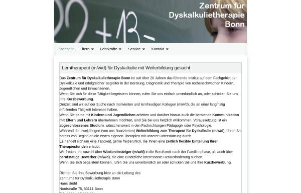 Vorschau von www.zdb-bonn.de, Zentrum für Dyskalkulietherapie Bonn
