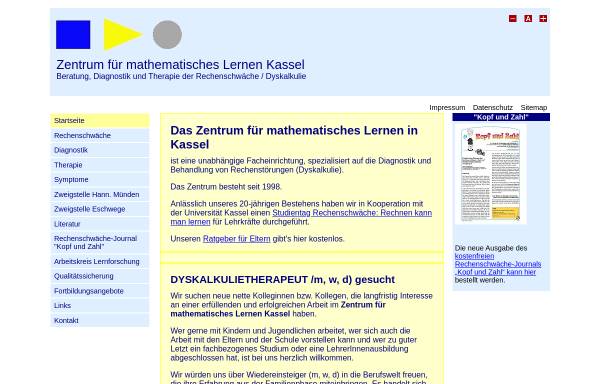 Vorschau von www.rechenschwaeche-kassel.de, Zentrum für mathematisches Lernen Kassel
