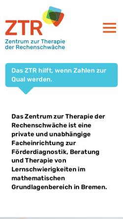 Vorschau der mobilen Webseite www.rechenschwaeche-bremen.de, Zentrum zur Therapie der Rechenschwäche Bremen und Oldenburg