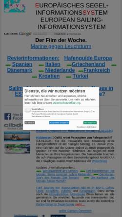 Vorschau der mobilen Webseite www.esys.org, Europäisches Segel-Informationssystem