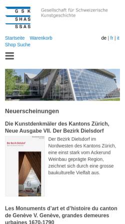 Vorschau der mobilen Webseite www.gsk.ch, Gesellschaft für Schweizerische Kunstgeschichte