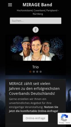 Vorschau der mobilen Webseite www.mirage-band.de, Mirage