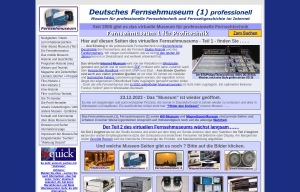 Vorschau von www.fernsehmuseum.info, Deutsches Fernsehmuseum Wiesbaden