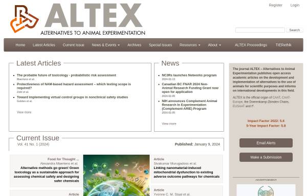 Vorschau von www.altex.ch, ALTEX - Alternativen zu Tierversuchen