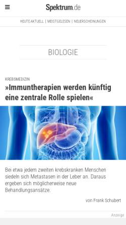 Vorschau der mobilen Webseite www.wissenschaft-online.de, Biologie by Wissenschaft-Online.de