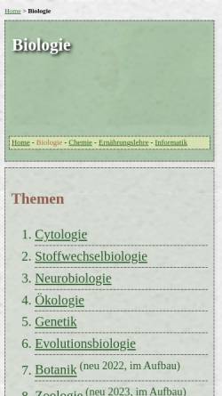 Vorschau der mobilen Webseite www.u-helmich.de, Ulrich Helmich - Biologie