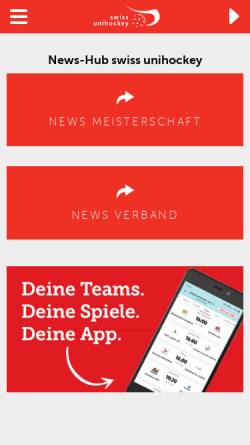 Vorschau der mobilen Webseite www.swissunihockey.ch, Schweizerischer Unihockey Verband