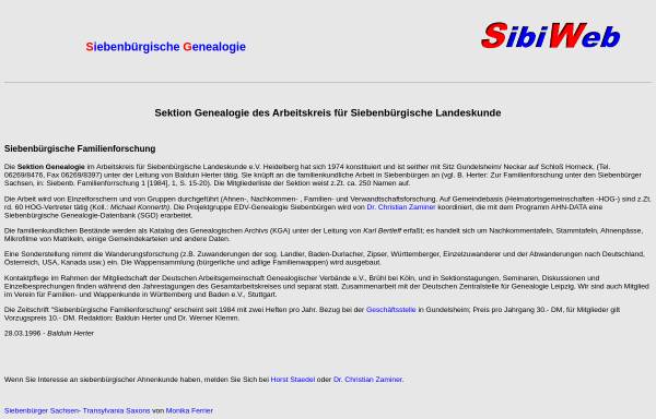 Vorschau von www.sibiweb.de, SibiWeb - Siebenbürgische Genealogie