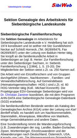 Vorschau der mobilen Webseite www.sibiweb.de, SibiWeb - Siebenbürgische Genealogie