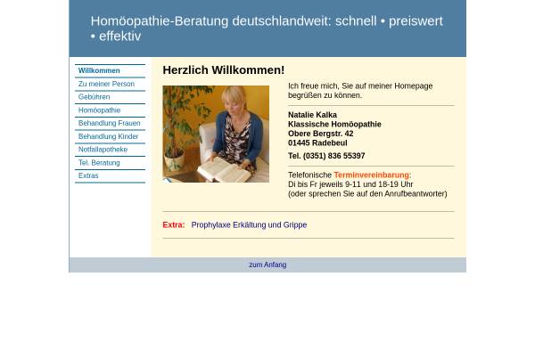 Vorschau von www.homoeopathie-kalka.de, Natalia Kalka - Praxis für Klassische Homöopathie