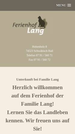 Vorschau der mobilen Webseite www.lang-ferienhof.de, Ferienhof Lang
