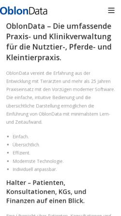 Vorschau der mobilen Webseite www.oblon.ch, OblonData Praxissoftware