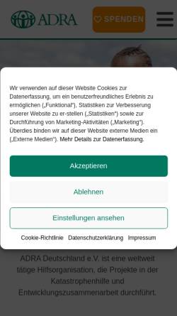 Vorschau der mobilen Webseite www.adra-ev.de, ADRA Deutschland e. V.