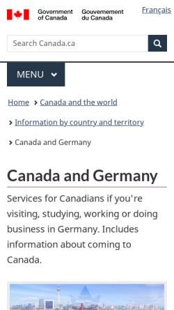 Vorschau der mobilen Webseite www.canadainternational.gc.ca, Kanada
