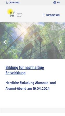 Vorschau der mobilen Webseite www.hfph.de, Hochschule für Philosophie München