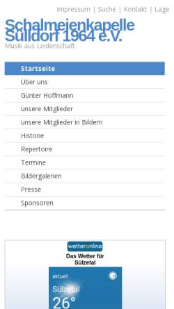 Vorschau der mobilen Webseite www.schalmeienkapelle-sülldorf.de, Schalmeienkapelle Sülldorf 1964 e.V.