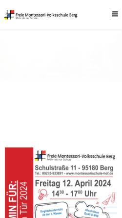Vorschau der mobilen Webseite www.montessorischule-hof.de, Freie Montessori-Volksschule Berg