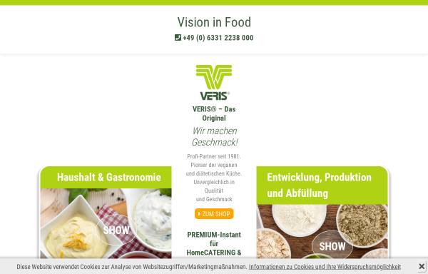 Vorschau von veris.de, Veris Nahrungsmittel GmbH