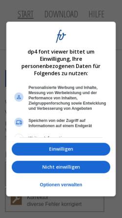 Vorschau der mobilen Webseite www.fontviewer.de, dp4 Font Viewer