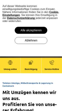 Vorschau der mobilen Webseite www.tolmien.de, Möbelspedition Tolmien