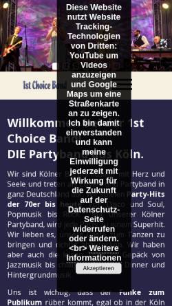 Vorschau der mobilen Webseite www.band-1choice-koeln.de, 1st.Choice Band