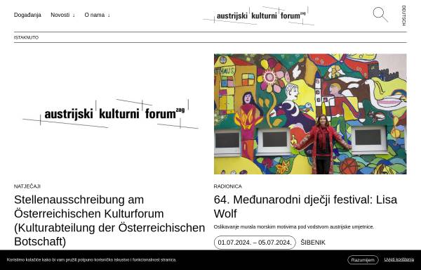 Vorschau von kulturforum-zagreb.org, Österreichisches Kulturforum Zagreb