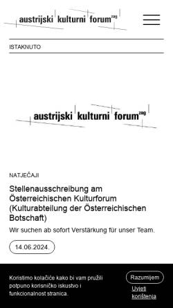 Vorschau der mobilen Webseite kulturforum-zagreb.org, Österreichisches Kulturforum Zagreb