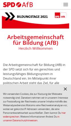 Vorschau der mobilen Webseite afb.spd.de, Arbeitsgemeinschaft für Bildung (AfB)