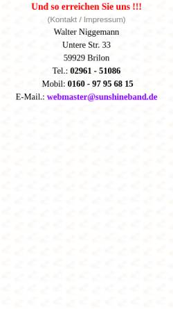 Vorschau der mobilen Webseite www.sunshineband.de, Sunshine Band