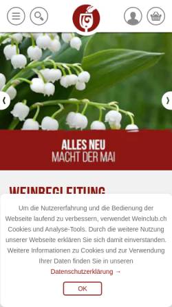 Vorschau der mobilen Webseite www.weinclub.ch, Weinclub