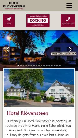 Vorschau der mobilen Webseite www.hotel-kloevensteen.de, Hotel Klövensteen