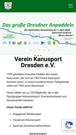 Vorschau der mobilen Webseite verein-kanusport-dresden.de, Verein Kanusport Dresden e.V.