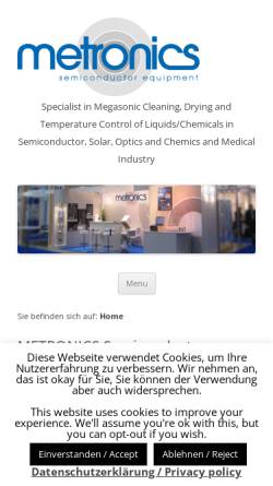 Vorschau der mobilen Webseite www.metronics-semi.de, Metronics Semiconductor Equipment GmbH