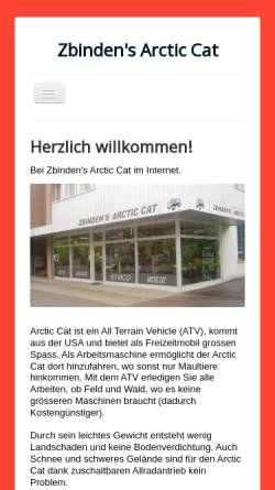 Vorschau der mobilen Webseite www.zbinden-quad.ch, Zbindens Arctic Cat, Schwarzenburg (CH)