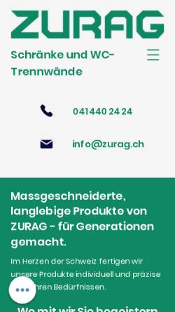 Vorschau der mobilen Webseite www.zurag.ch, Zurmühle AG