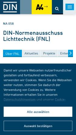Vorschau der mobilen Webseite www.fnl.din.de, Normenausschuss Lichttechnik