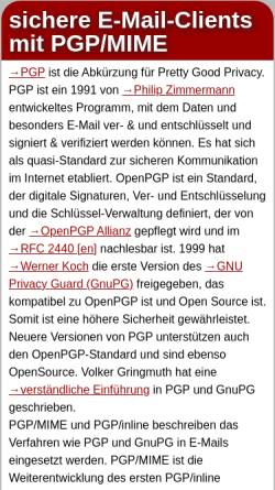 Vorschau der mobilen Webseite www.bretschneidernet.de, Sichere E-Mail-Clients mit PGP/MIME