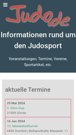 Vorschau der mobilen Webseite www.judo.de, Judo Online